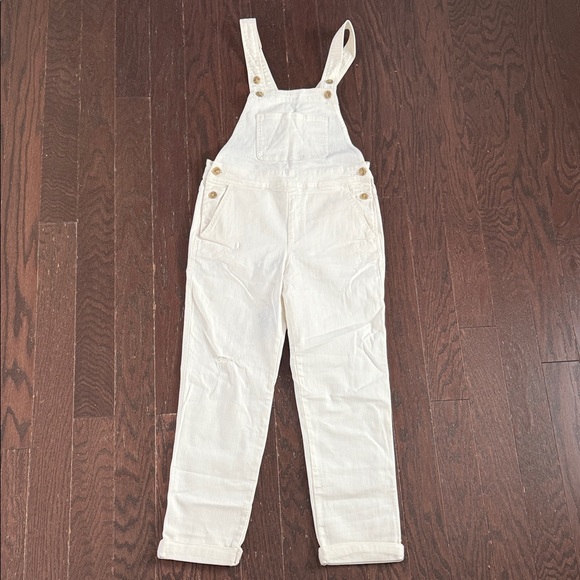 NWOT Pilcro and the Letterpress White Denim Overalls Size 27 - Picture 1 of 16